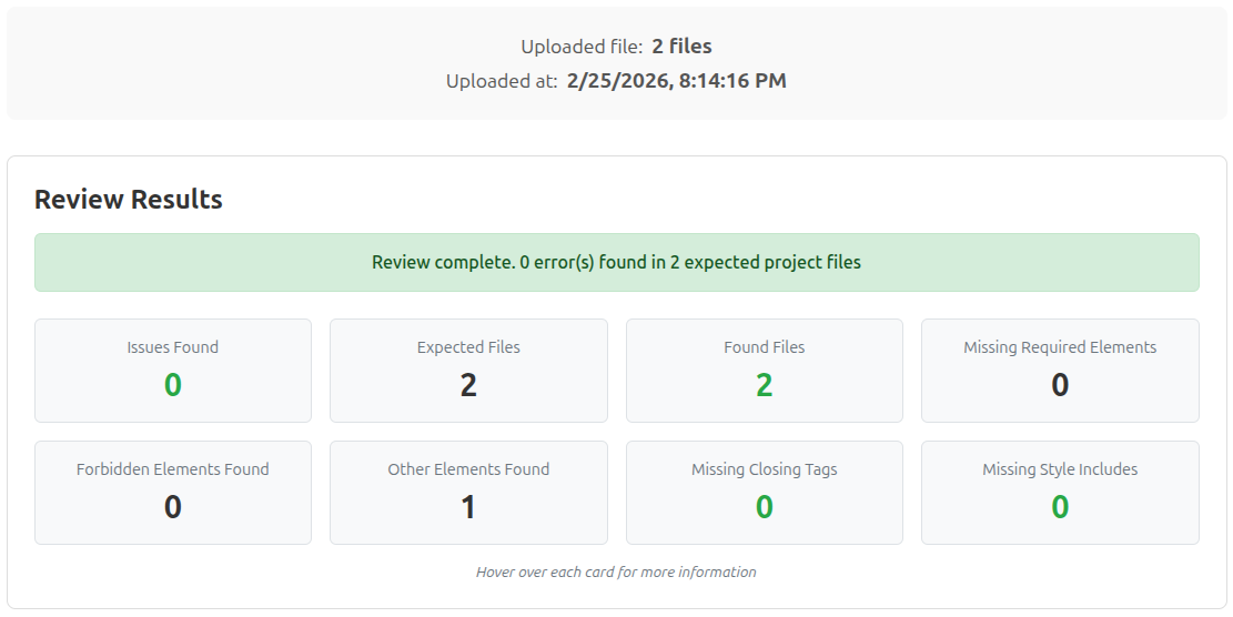 HTML Checker: Review Results